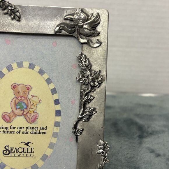 Vintage Seagull Pewter Picture Frame Baby's First Birthday Giraffe Koala 1994 - Picture 5 of 10